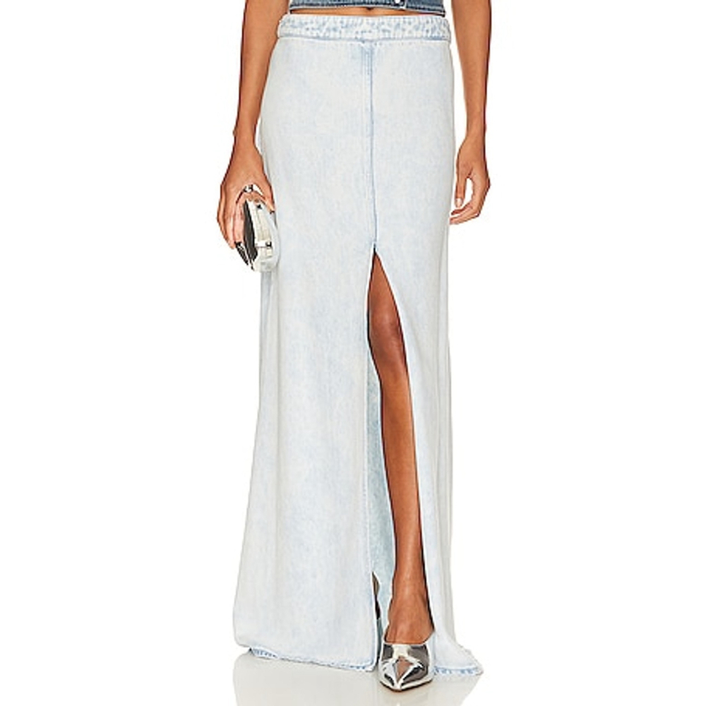 IRO Paris Carolia Light Blue Denim Maxi Skirt Size 34 NWT